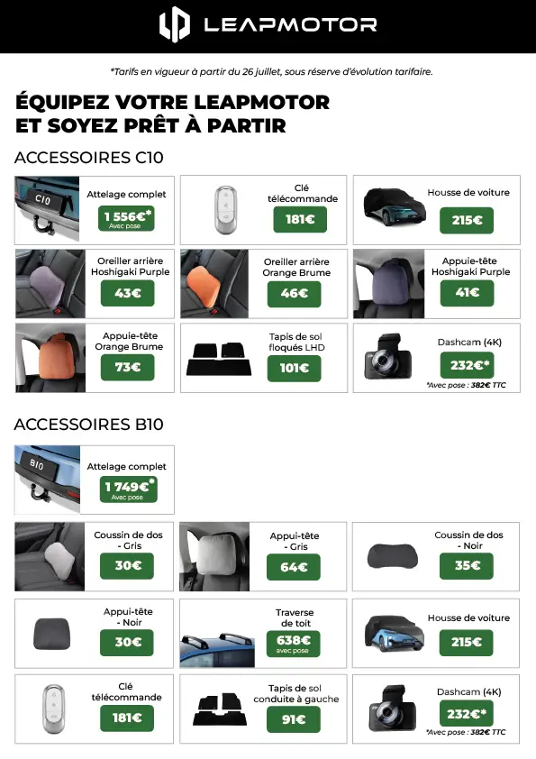 Équipez votre Leapmotor et soyez prêt à partir en vacances !