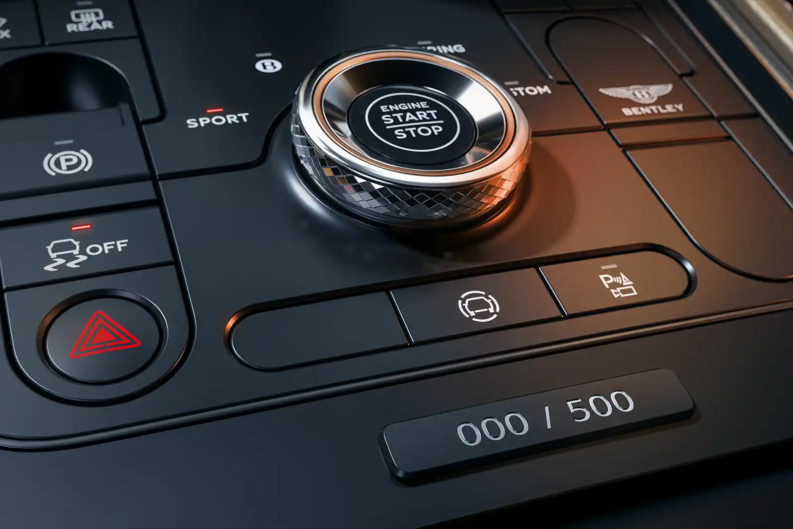 Détail du cockpit de la Bentley Continental Supersports