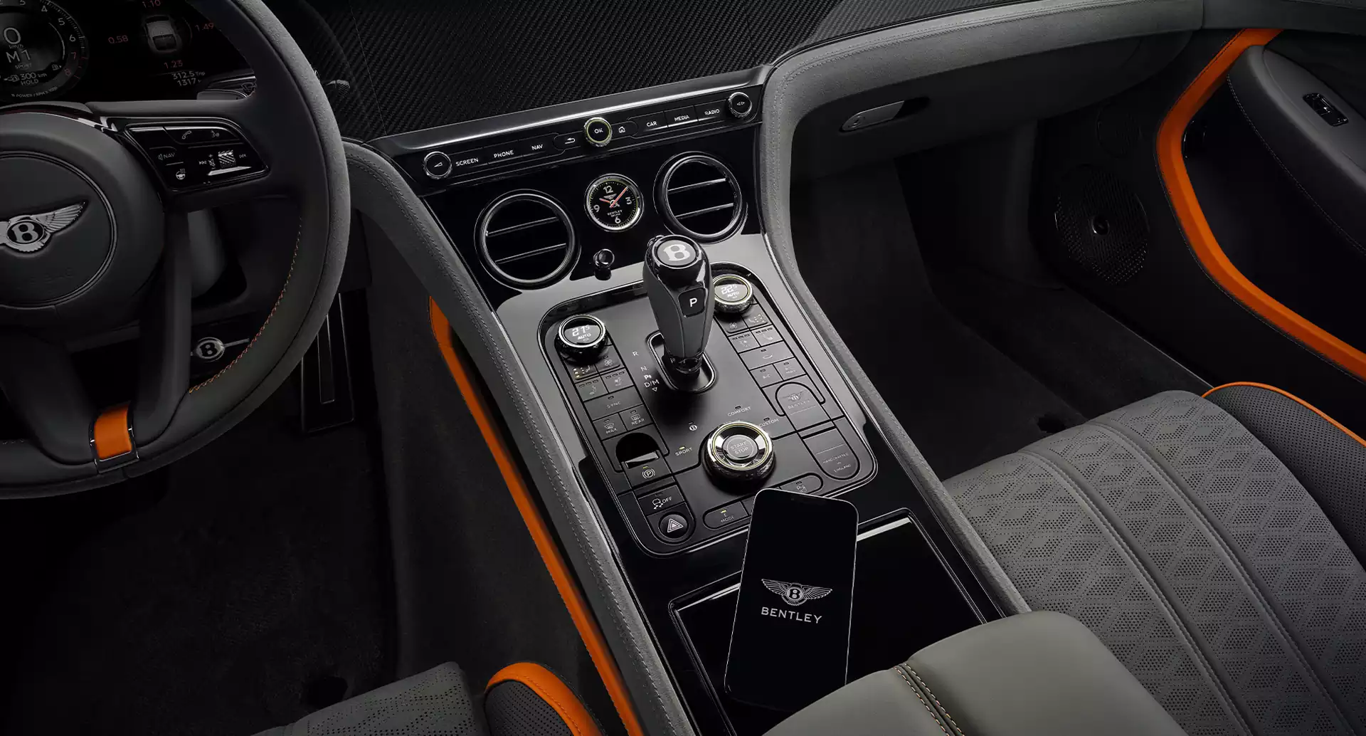 levier de vistesse de la Bentley Continental GT Speed à Genève