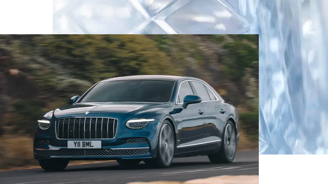Flying Spur Azure sur route