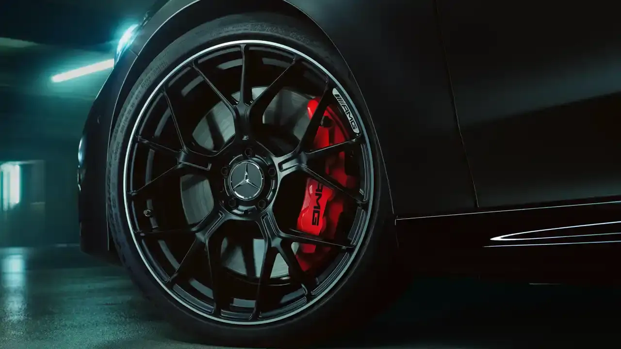 Vue de la jante d'une Mercedes-AMG CLA 45 4MATIC+