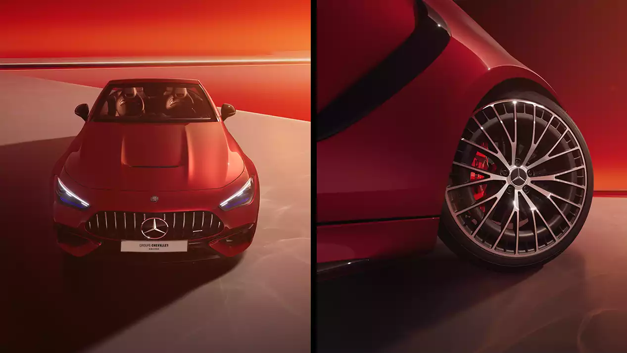 Vue avant et jante AMG de la AMG CLE 53 Cabriolet au Groupe Chevalley
