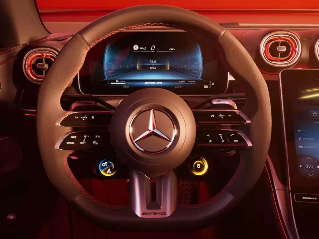 Volant Performance AMG design de la Mercedes-AMG CLE Cabriolet du Groupe Chevalley en Suisse