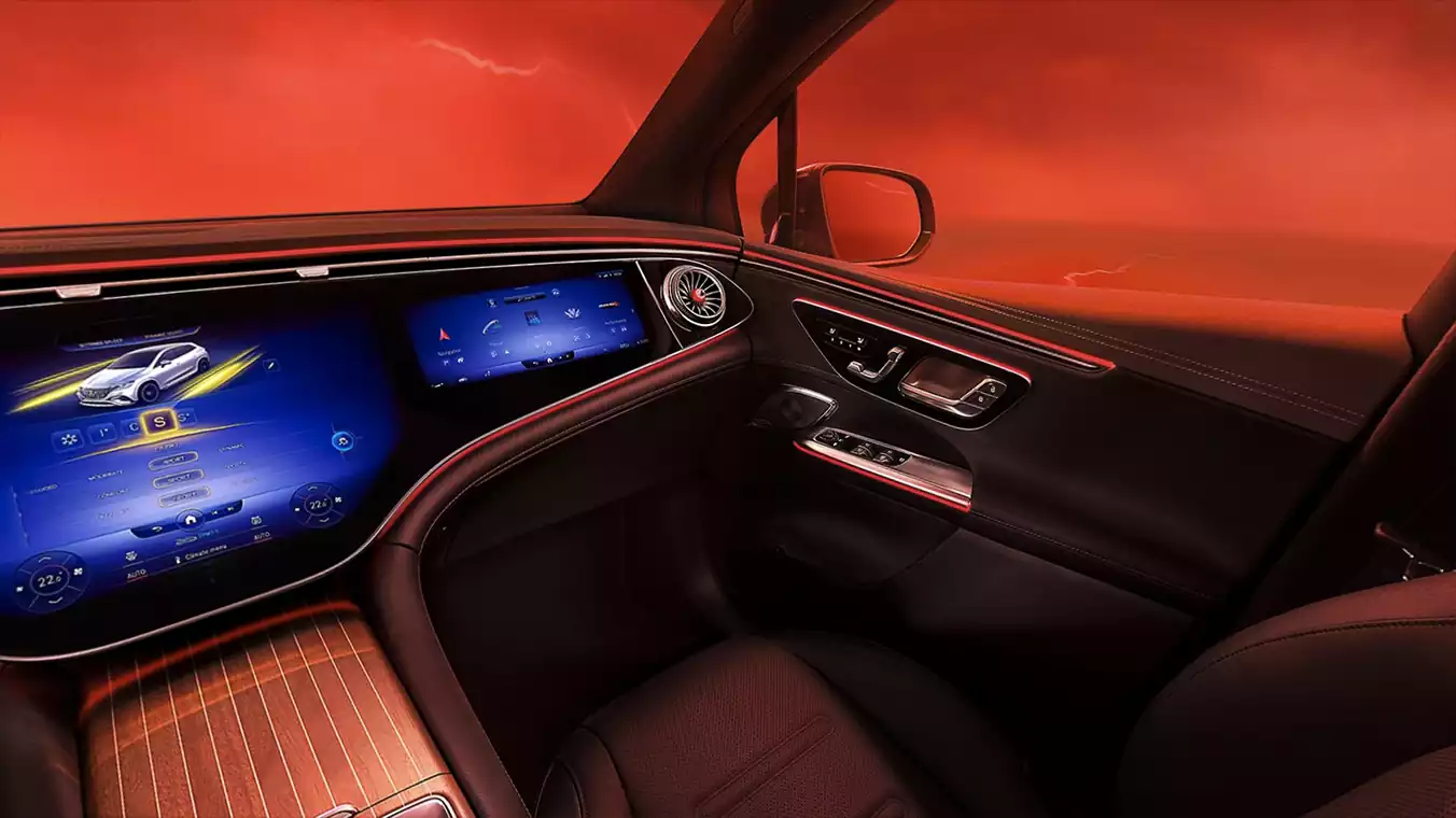MBUX Hyperscreen de la Mercedes-AMG EQE SUV électrique à Genève