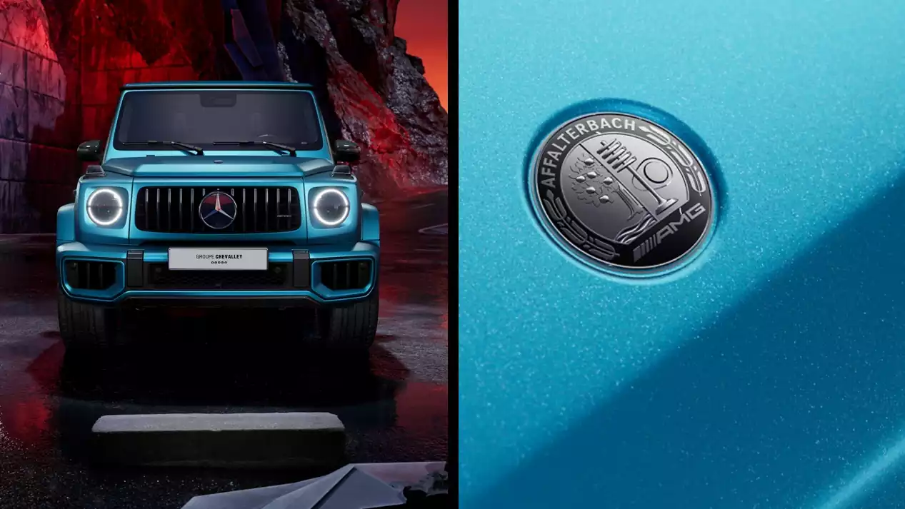 Vue avant et badge AMG de le Mercedes-AMG G 63 au Groupe Chevalley