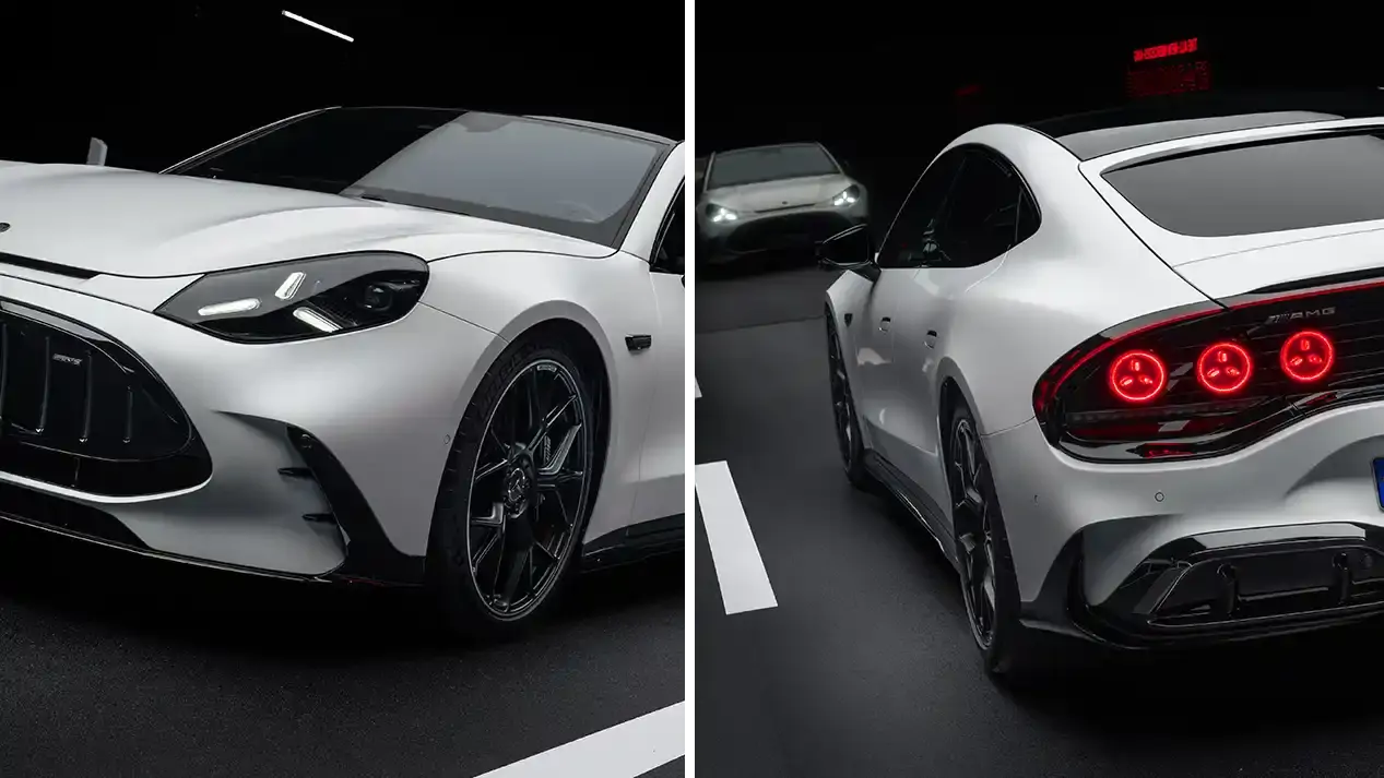 détails avant et arrière de la Mercedes-AMG GT 4 portes Coupé Groupe Chevalley