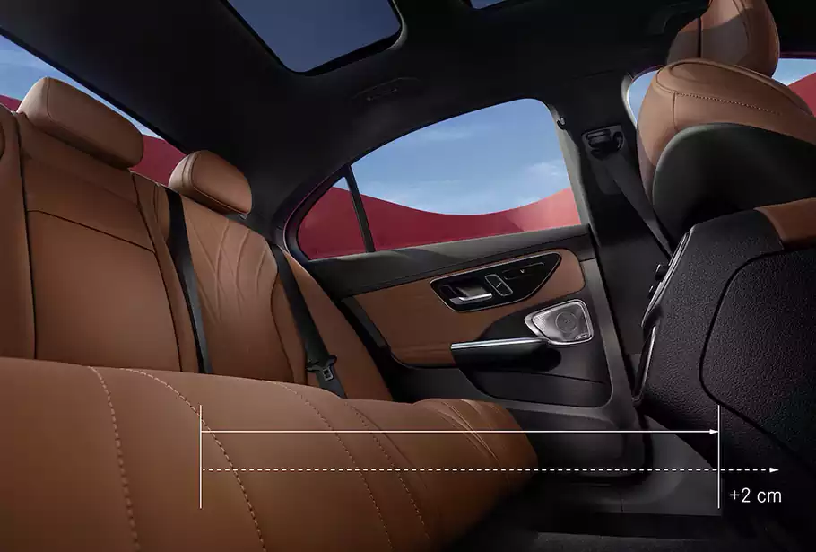 Espace pour les jambes de l'espace arrière de la Mercedes-Benz Classe C Berline