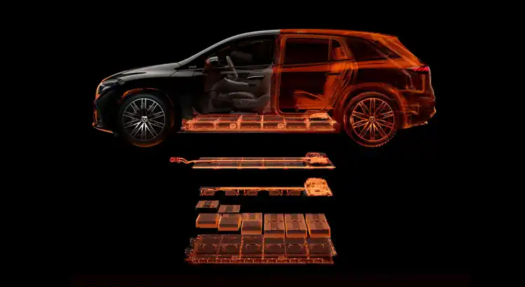 éléments de sécurité de la batterie d'un véhicule électrique EQE SUV