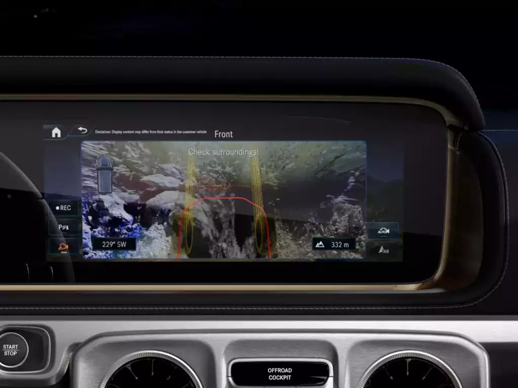 vue virtuelle du capot moteur de la G 580 electrique