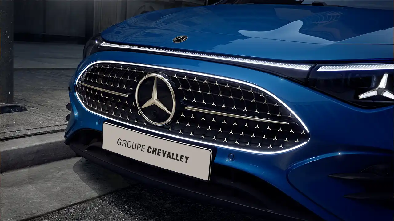 gros plan sur la calandre de la CLA électriqueShooting Brake 25MY