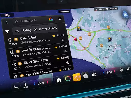  vue de la navigation améliorée avec Google de la Mercedes CLA hybrid