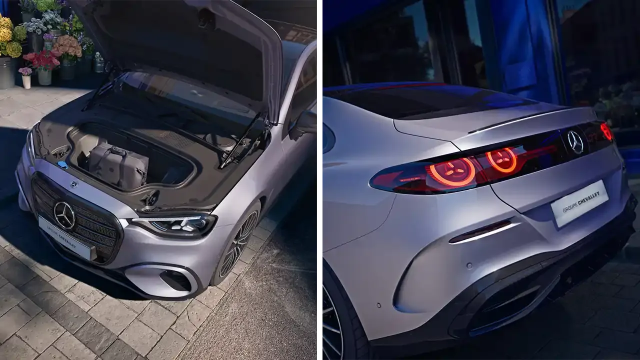 Mercedes Classe C Berline electric 2026 Groupe Chevalley vue arrière et coffre avant