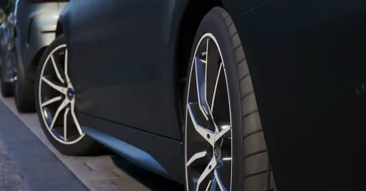 Vue de l'essieu arrière directionnel de la Mercedes Classe C Berline