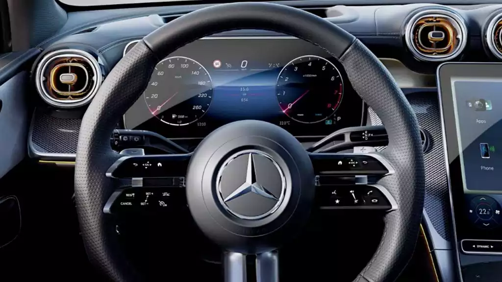 Détails du volant sport multifonction du Mercedes-Benz GLC Coupé