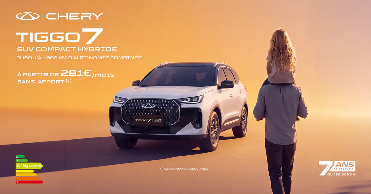 Chery Tiggo 7 à partir de 281€/mois SANS APPORT