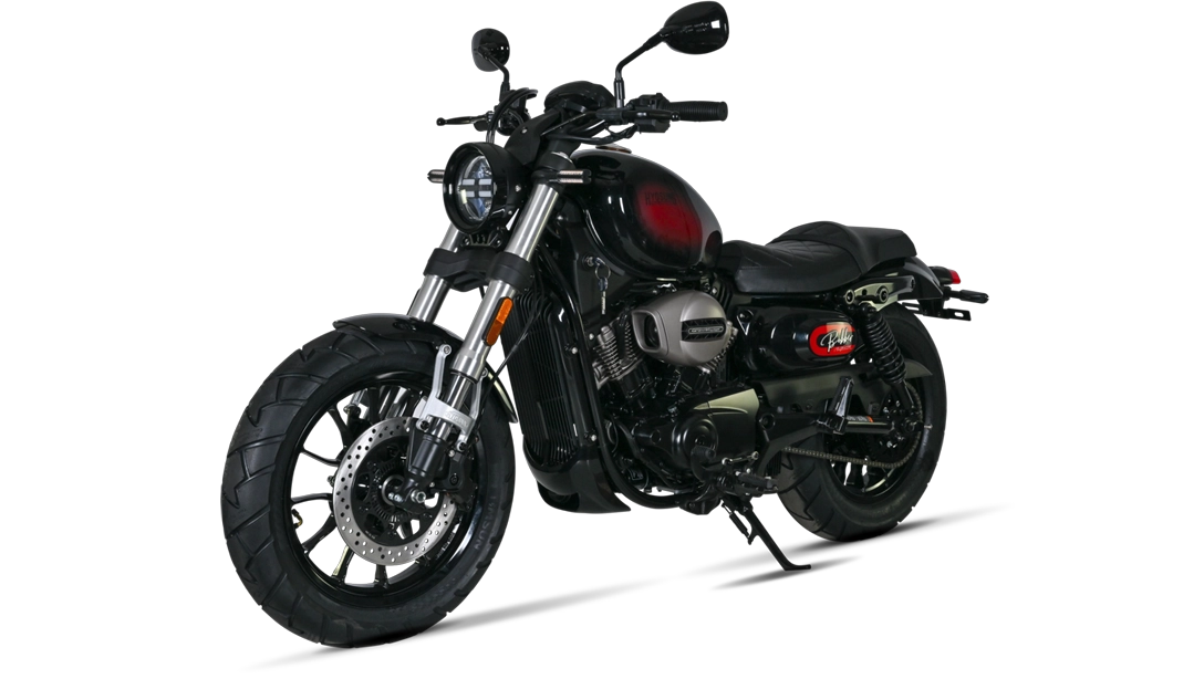 Vue latérale de la Hyosung GV125S 2026 sur fond sombre