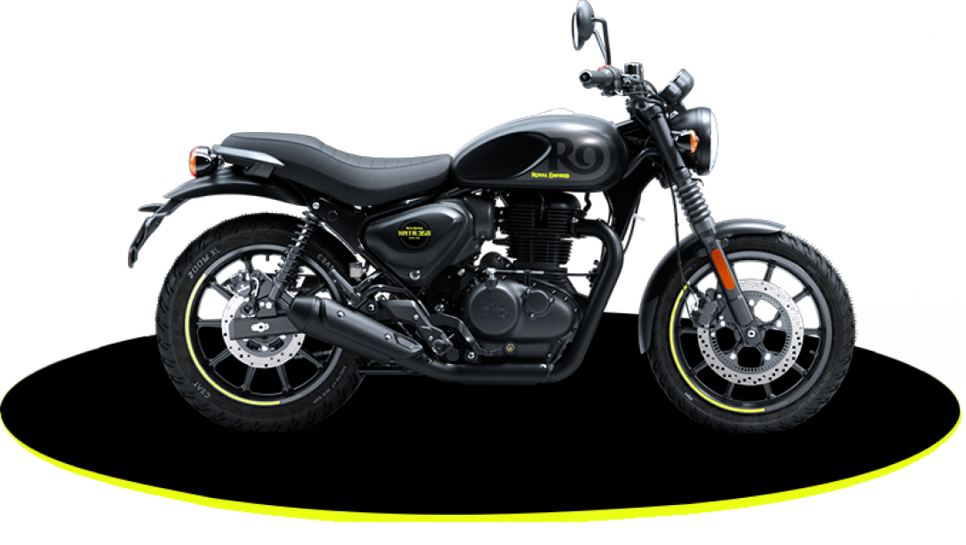 Profil latéral de la Royal Enfield HNTR 350 2026 en stationnement
