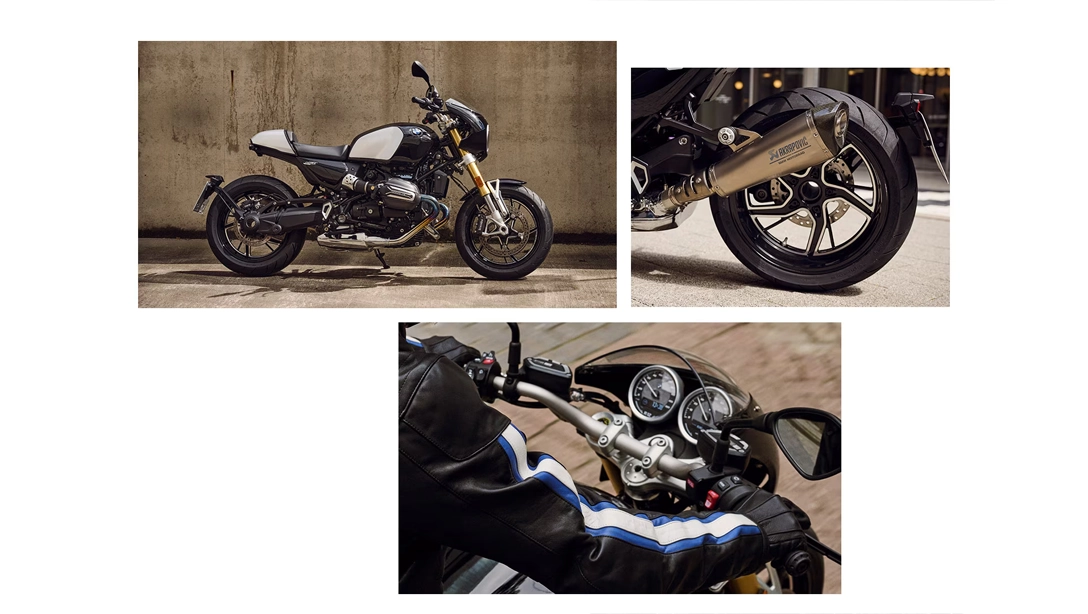 Vue latérale de la BMW R 12 nineT sur fond sombre