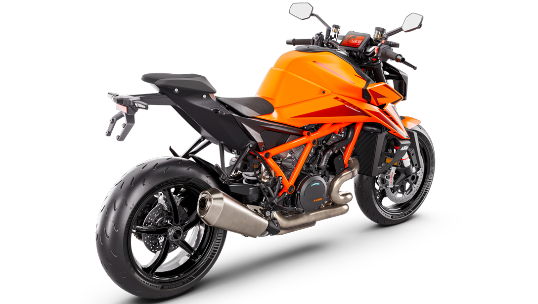Vue avant de la 2026 KTM 1390 Super Duke R avec phare LED