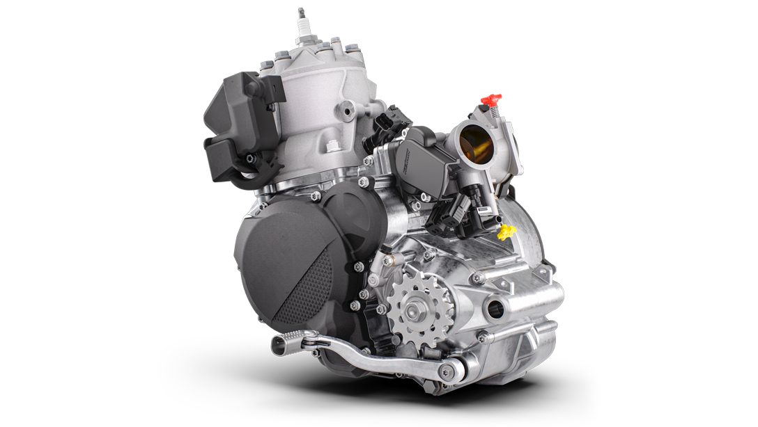 Détail du moteur 2 temps de la KTM 300 EXC 2026
