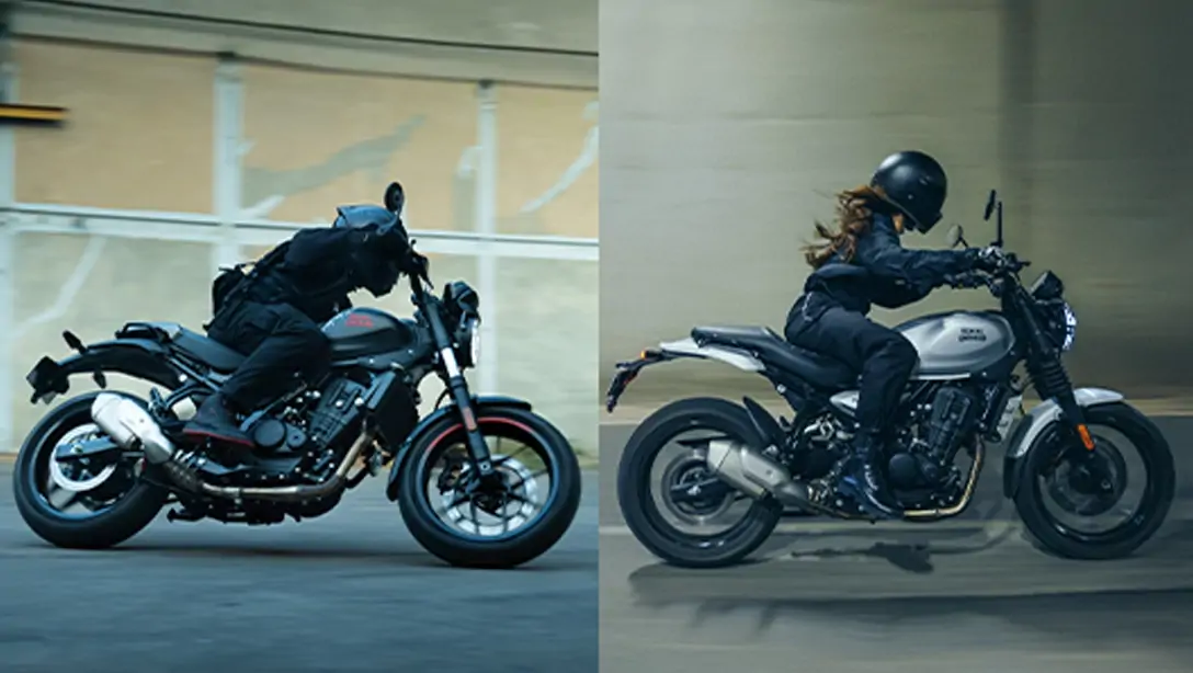 Vue latérale de la Royal Enfield Guerrilla 450 2026 sur route urbaine