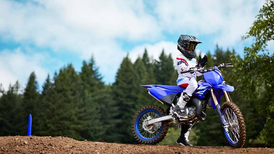 Suspension arrière de la Yamaha 2025 YZ85 en gros plan