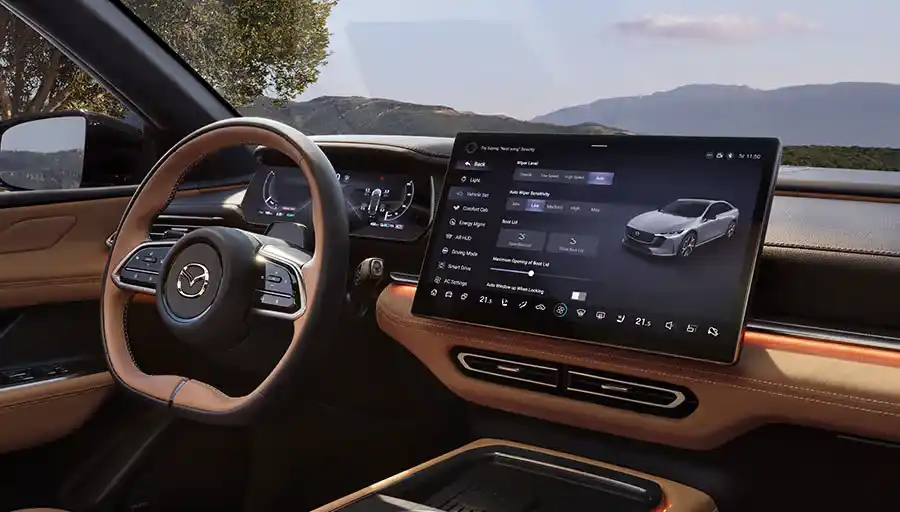 détail de l'écran tactile 14,6 pouces de la Mazda6e