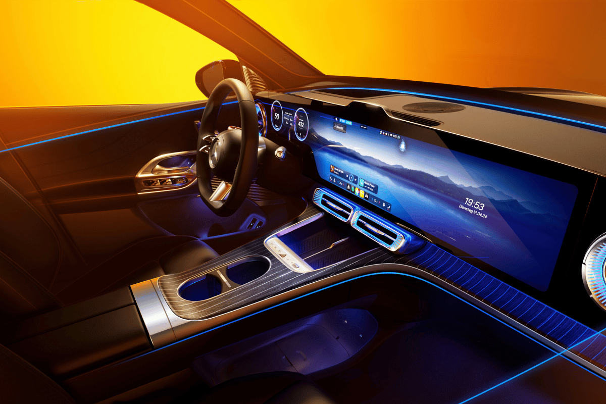 Vue du SUV Mercedes GLC électrique tableau de bord