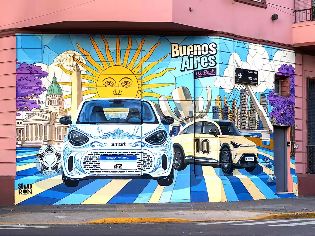 Fresque colorée avec un design de la smart #2 à Buenos aires
