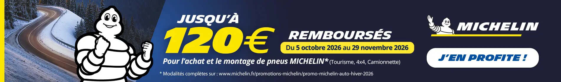Offre de remboursement pneus MICHELIN - Hiver 2026
