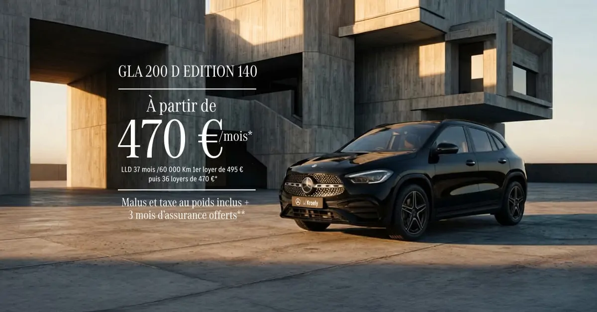 Découvrez le Mercedes GLA 200D Edition 140 à partir de 470€/mois* !