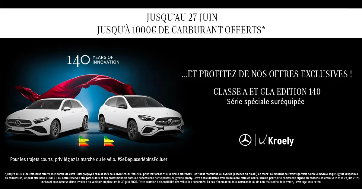 Jusqu'au 27 juin 2026, jusqu'à 1000€* de carburant offerts !