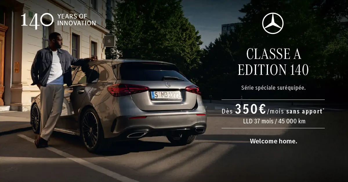 Profitez de la Mercedes Classe A 180 Edition 140 suréquipée à partir de 350€/mois* !