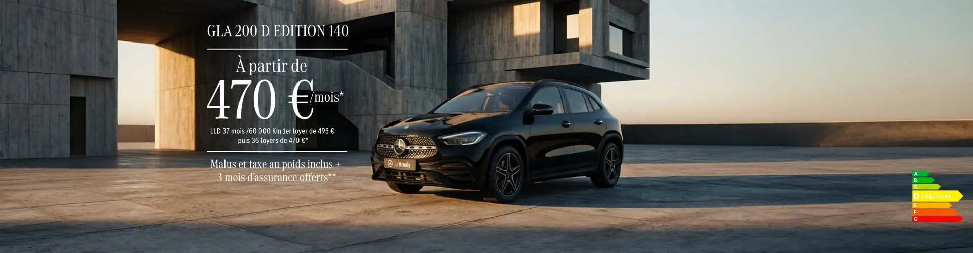 Découvrez le Mercedes GLA 200D Edition 140 à partir de 470€/mois* !