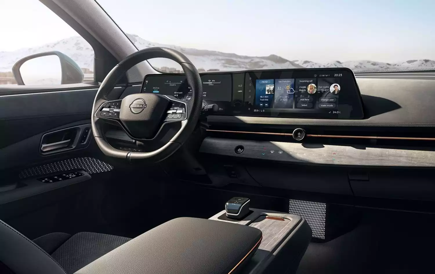 Tableau de bord du Nissan Ariya électrique à Genève