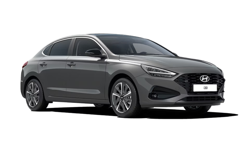 Vue latérale de la Hyundai i30 Fastback en finition sportive