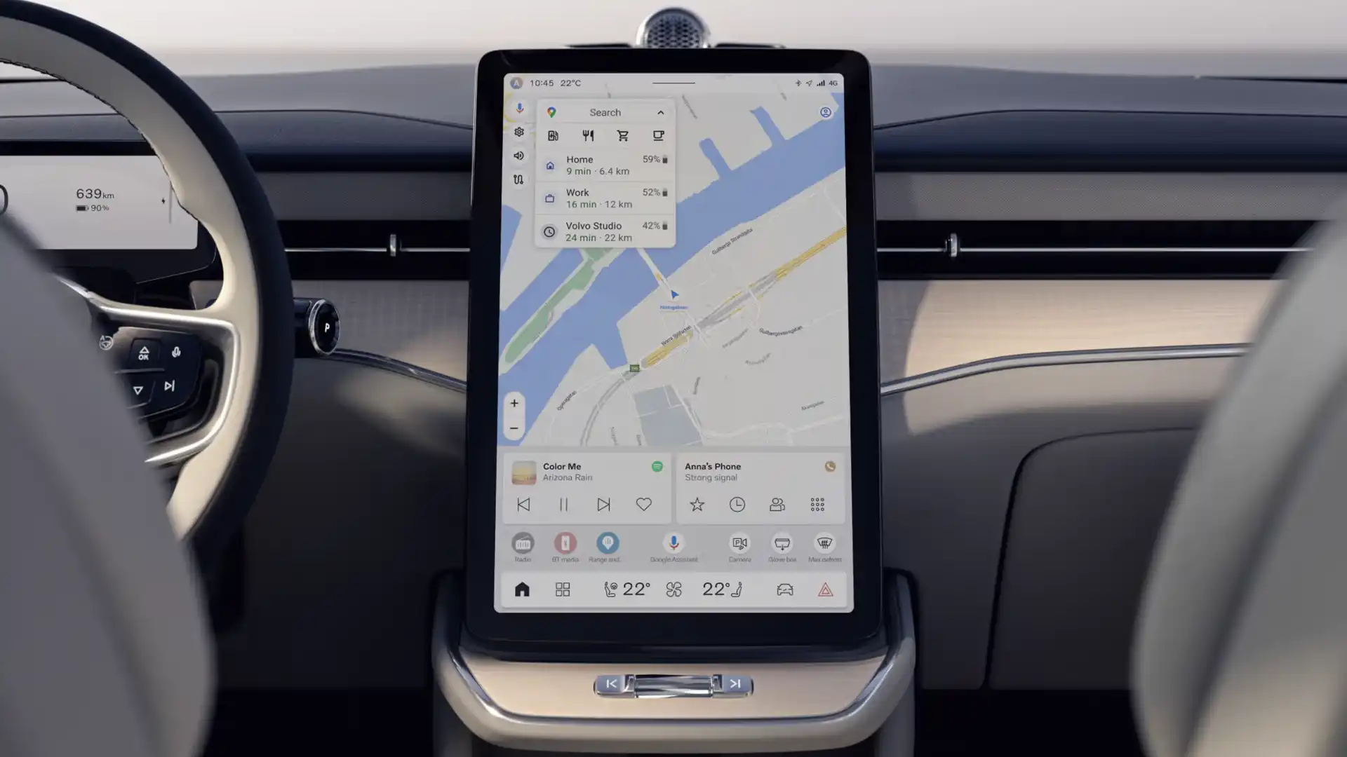 Ecran central de la berline 100% électrique Volvo ES90
