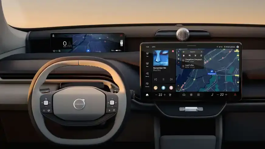 vue détail du cockpit de la Volvo EX60 à nyon