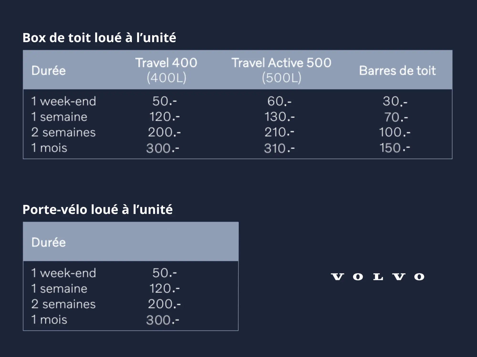 Location d'accessoires Volvo